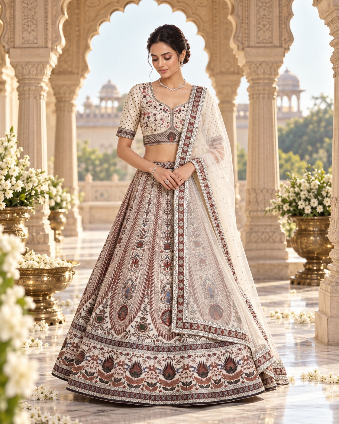 MyFashion -REET Vasudha Printed Swarovski Crystal Work Lehenga Choli