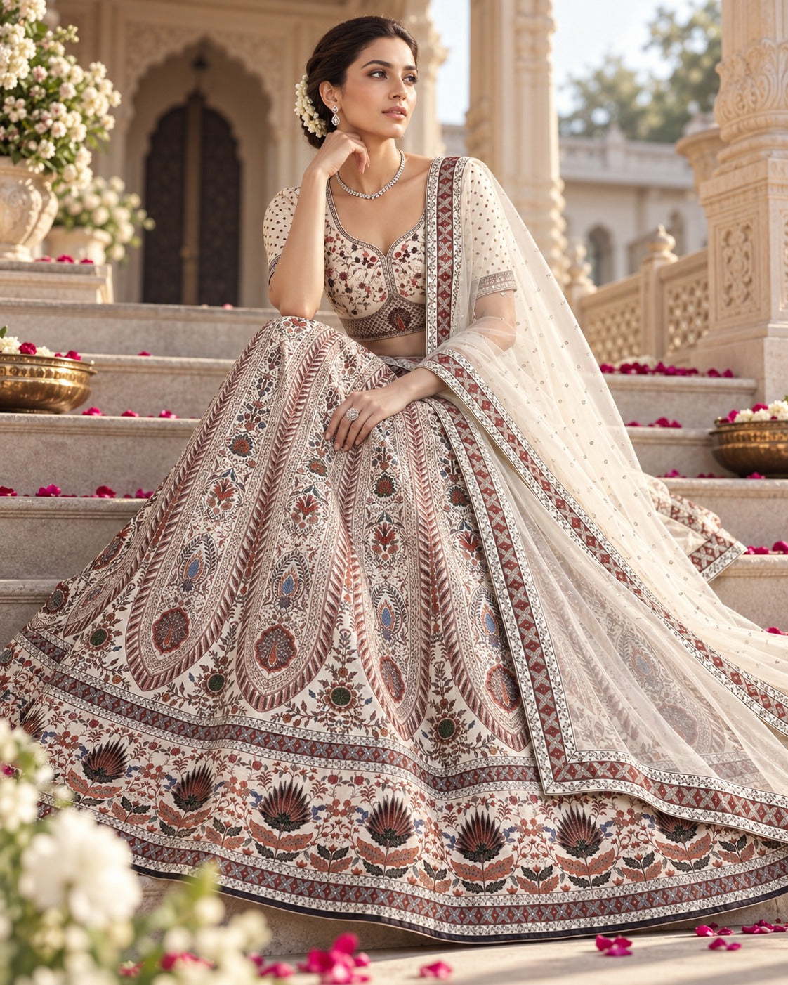 MyFashion -REET Vasudha Printed Swarovski Crystal Work Lehenga Choli