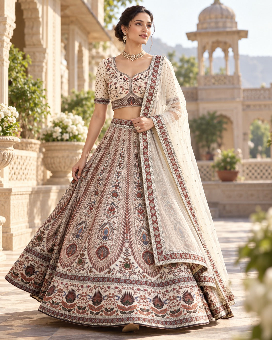 MyFashion -REET Vasudha Printed Swarovski Crystal Work Lehenga Choli