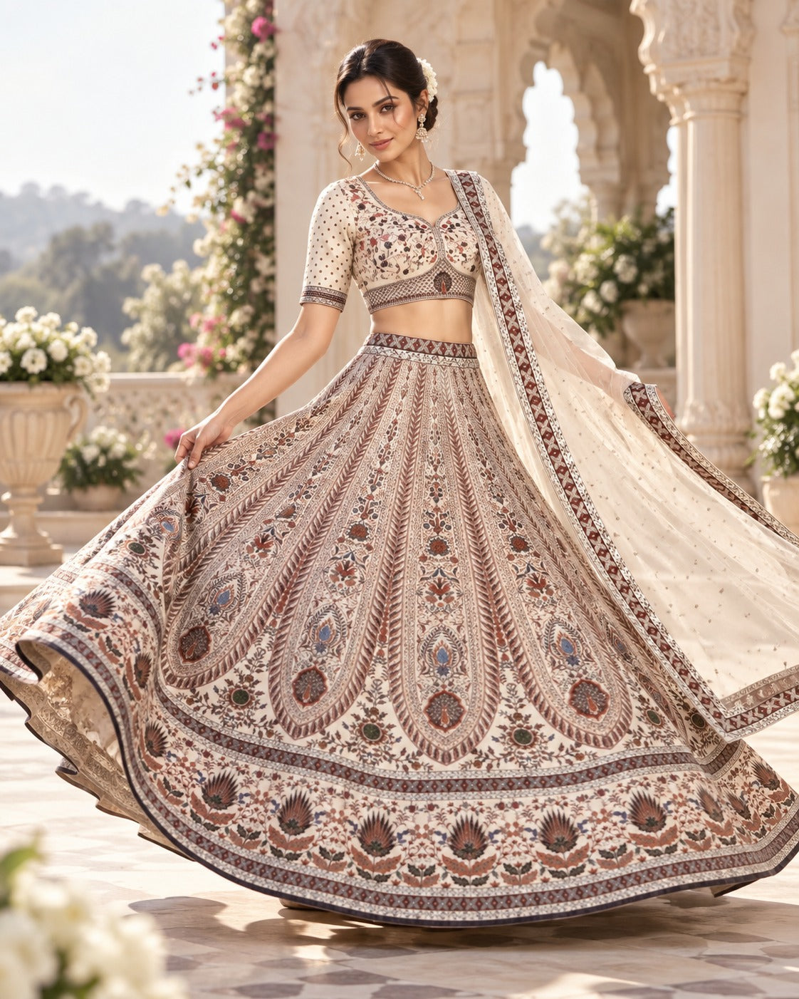 MyFashion -REET Vasudha Printed Swarovski Crystal Work Lehenga Choli