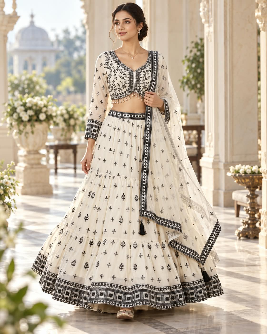 MyFashion -REET Aven Embroidered Sequinned Semi-Stitched Lehenga Choli