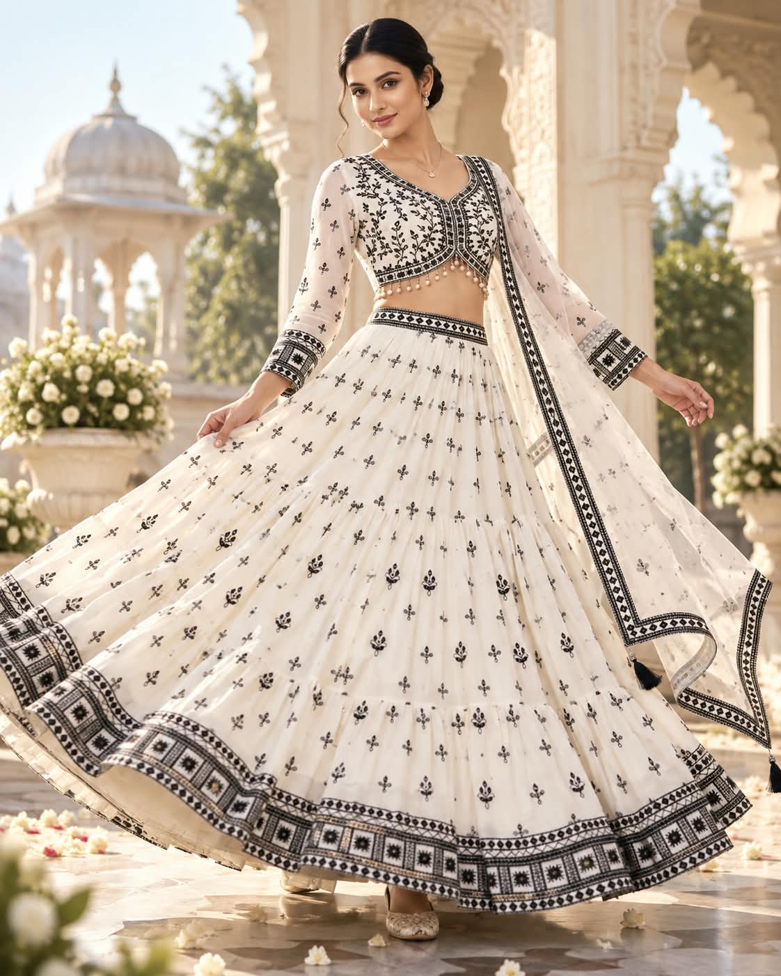 MyFashion -REET Aven Embroidered Sequinned Semi-Stitched Lehenga Choli