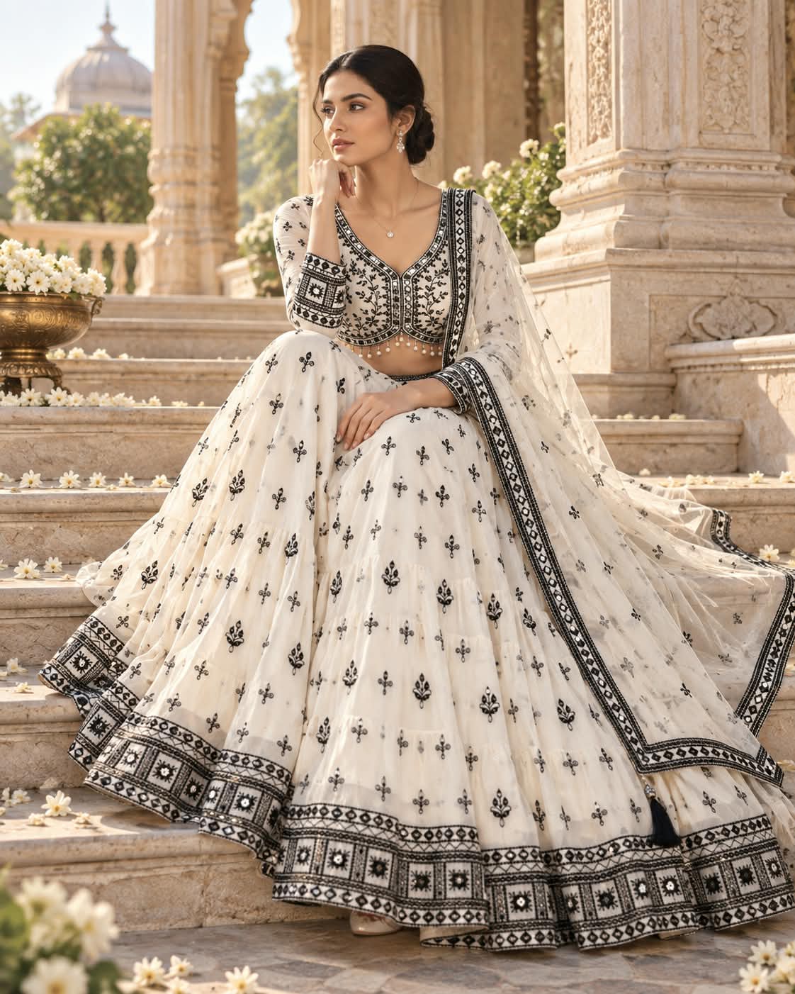 MyFashion -REET Aven Embroidered Sequinned Semi-Stitched Lehenga Choli