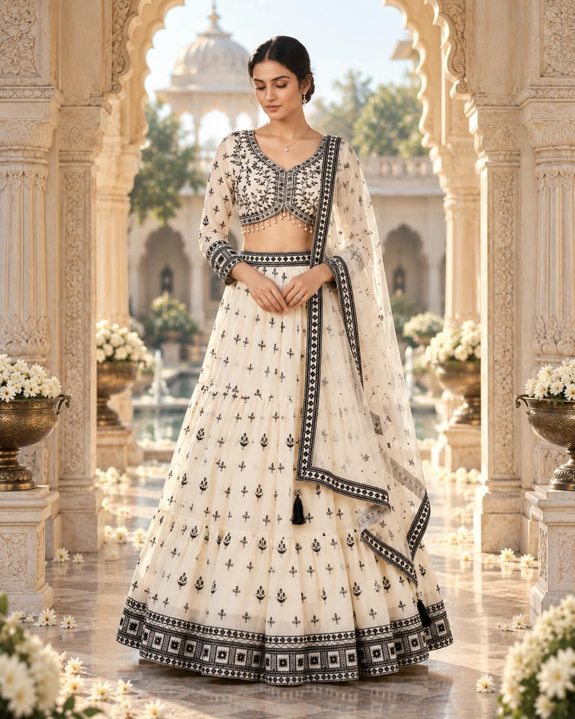 MyFashion -REET Aven Embroidered Sequinned Semi-Stitched Lehenga Choli
