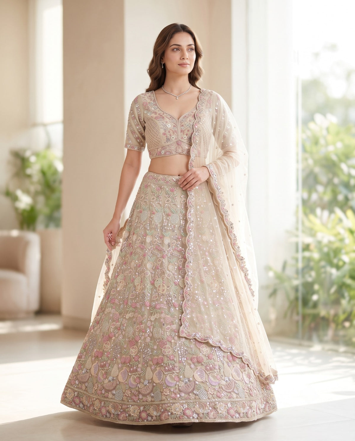 MyFashion -REET Aaraaya Sequin Cut Dana work Semi-Stitched Lehenga Choli