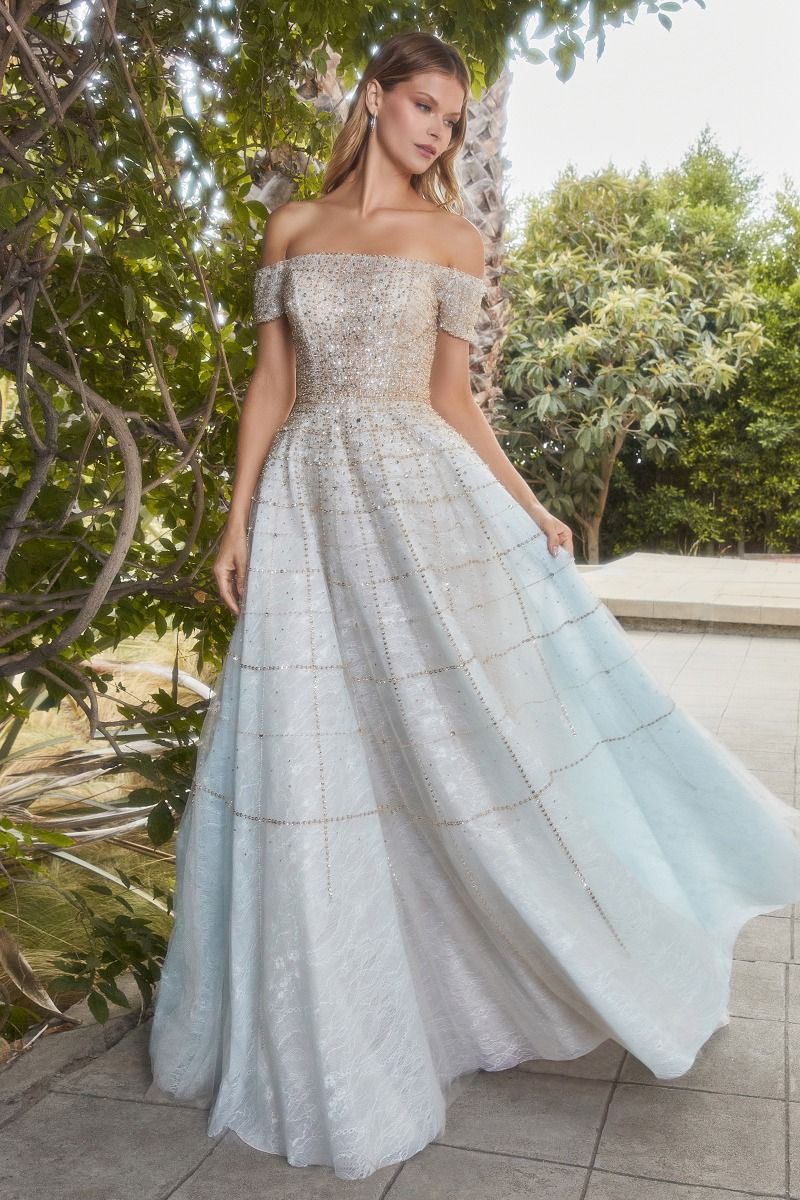Off The Shoulder Modern Beaded Ballgown By Andrea And Leo -A0724