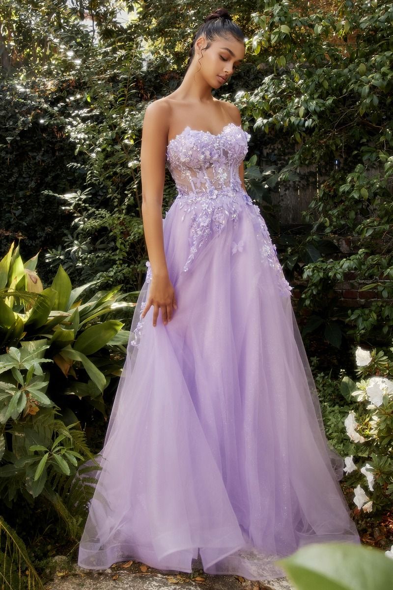 Strapless Floral Ball Gown By Andrea And Leo -A1108