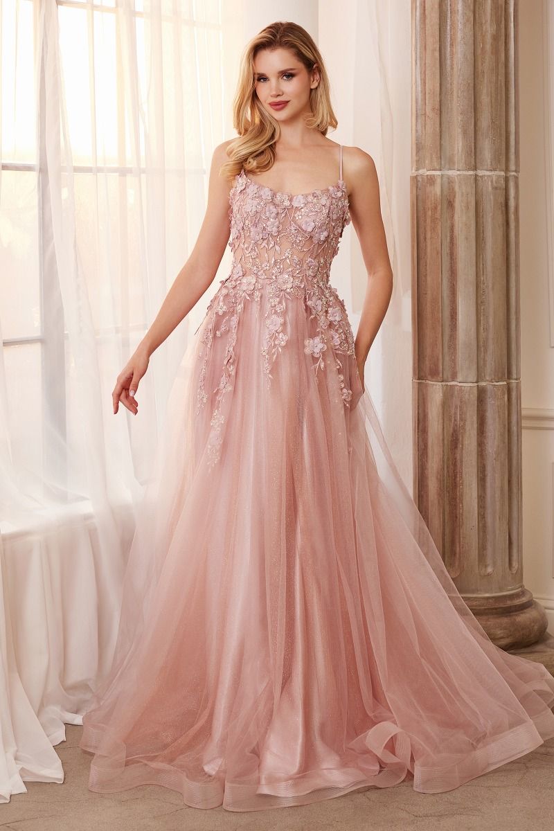 Floral Applique A-Line Gown By Andrea And Leo -A1142