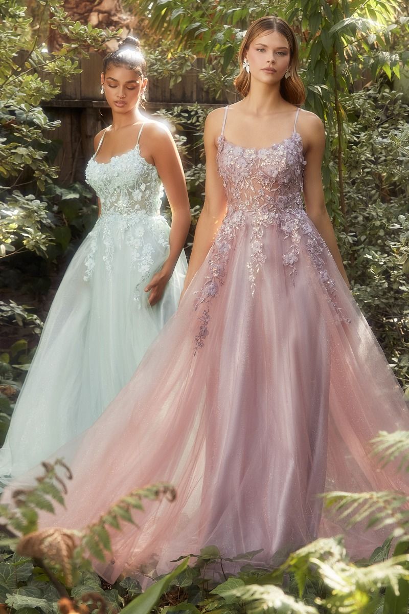 Floral Applique A-Line Gown By Andrea And Leo -A1142