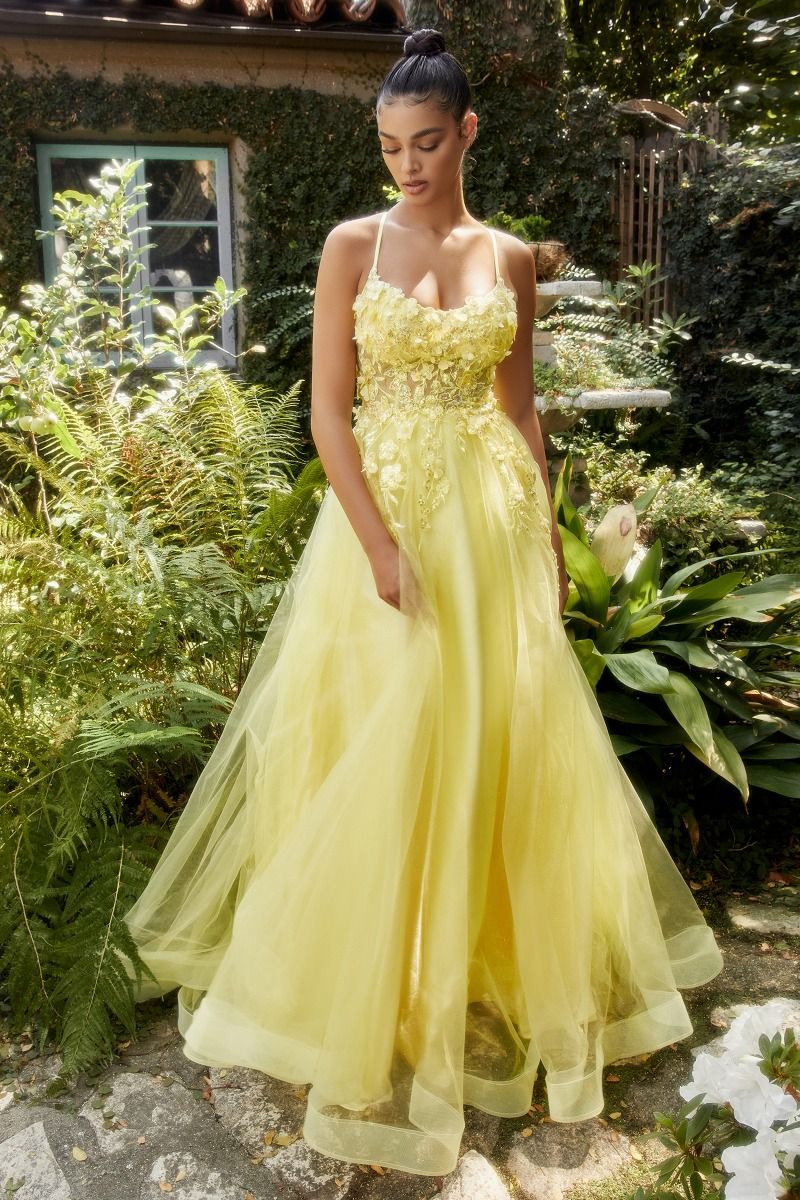 Floral Applique A-Line Gown By Andrea And Leo -A1142