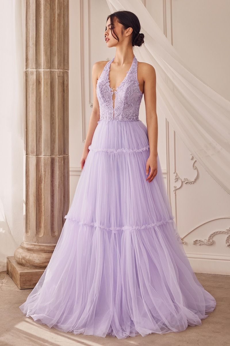 Halter Gown With Tier Skirt By Andrea And Leo -A1206