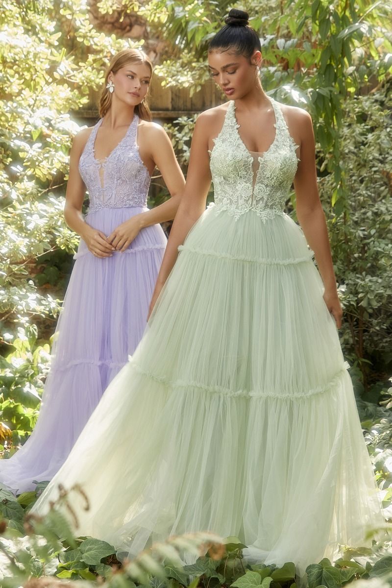 Halter Gown With Tier Skirt By Andrea And Leo -A1206