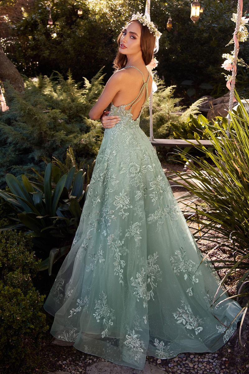 Andrea And Leo -A1248 Embroidered A-Line Scoop Neck Gown