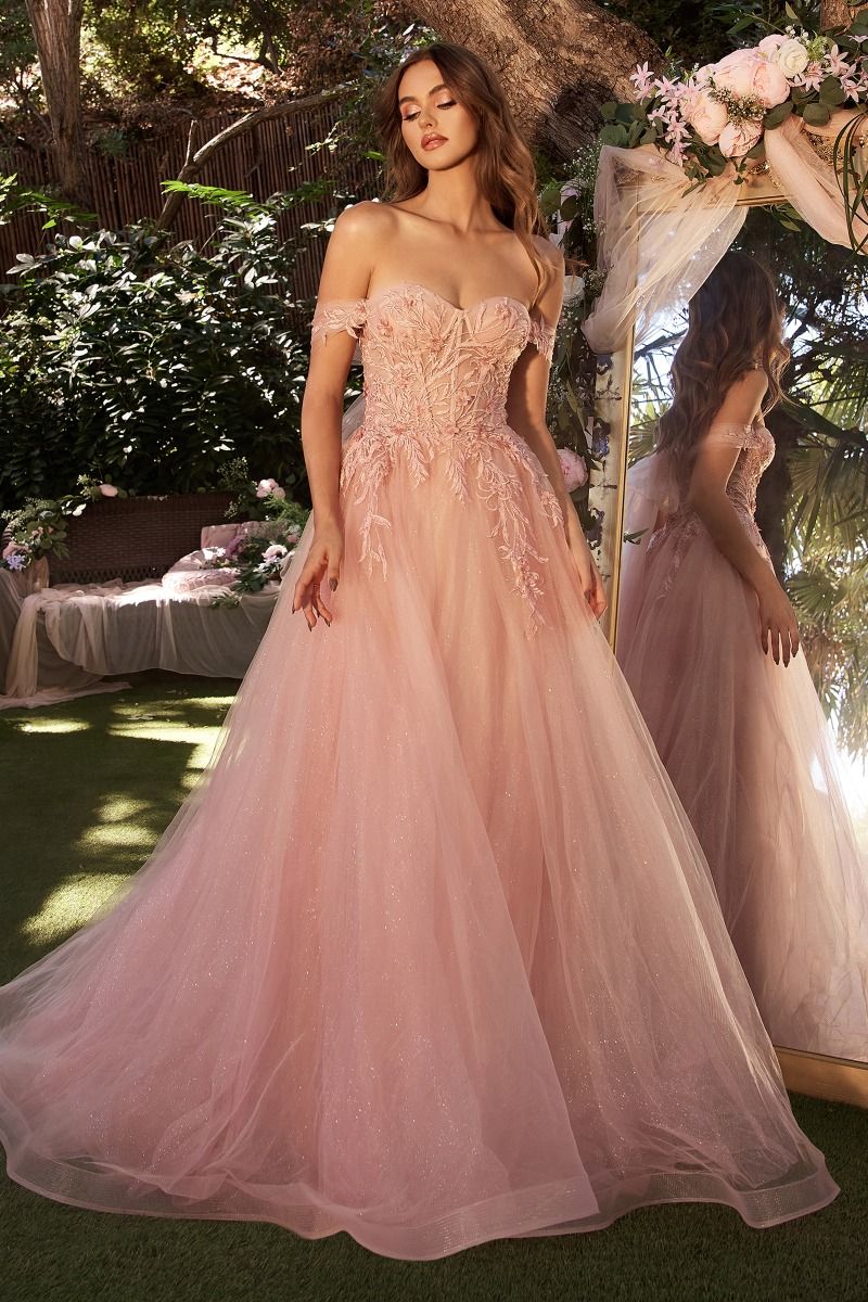 Andrea and Leo -A1322 Embroidered Off Shoulder Ball Gown