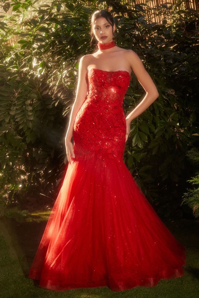 Andrea And Leo -A1345 Strapless Glitter Mermaid  Gown