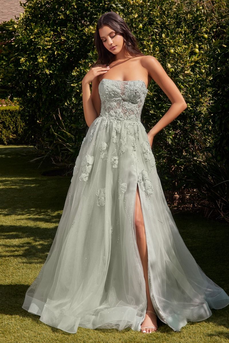 Andrea And Leo -A1346 Sheer Bodice Strapless Ball Gown