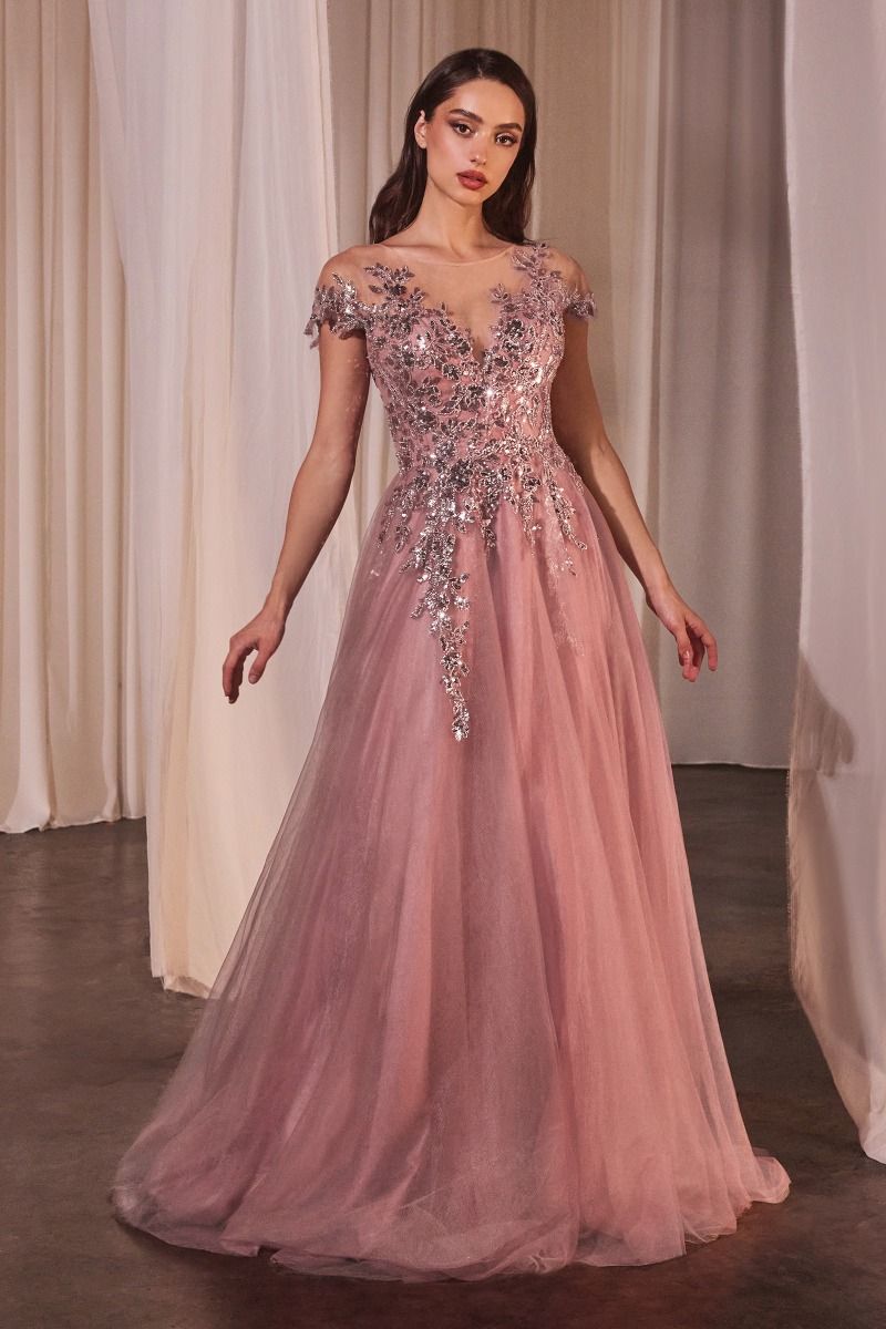 Andrea and Leo -A1350 Beaded Illusion Tulle A-Line Dress