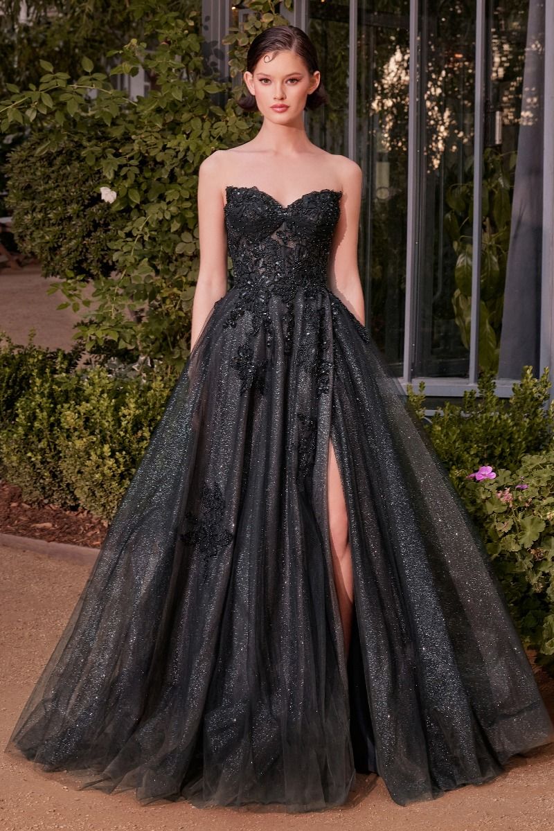 Andrea and Leo -A1378 Floral Sequin Embellished Tulle Ball Gown