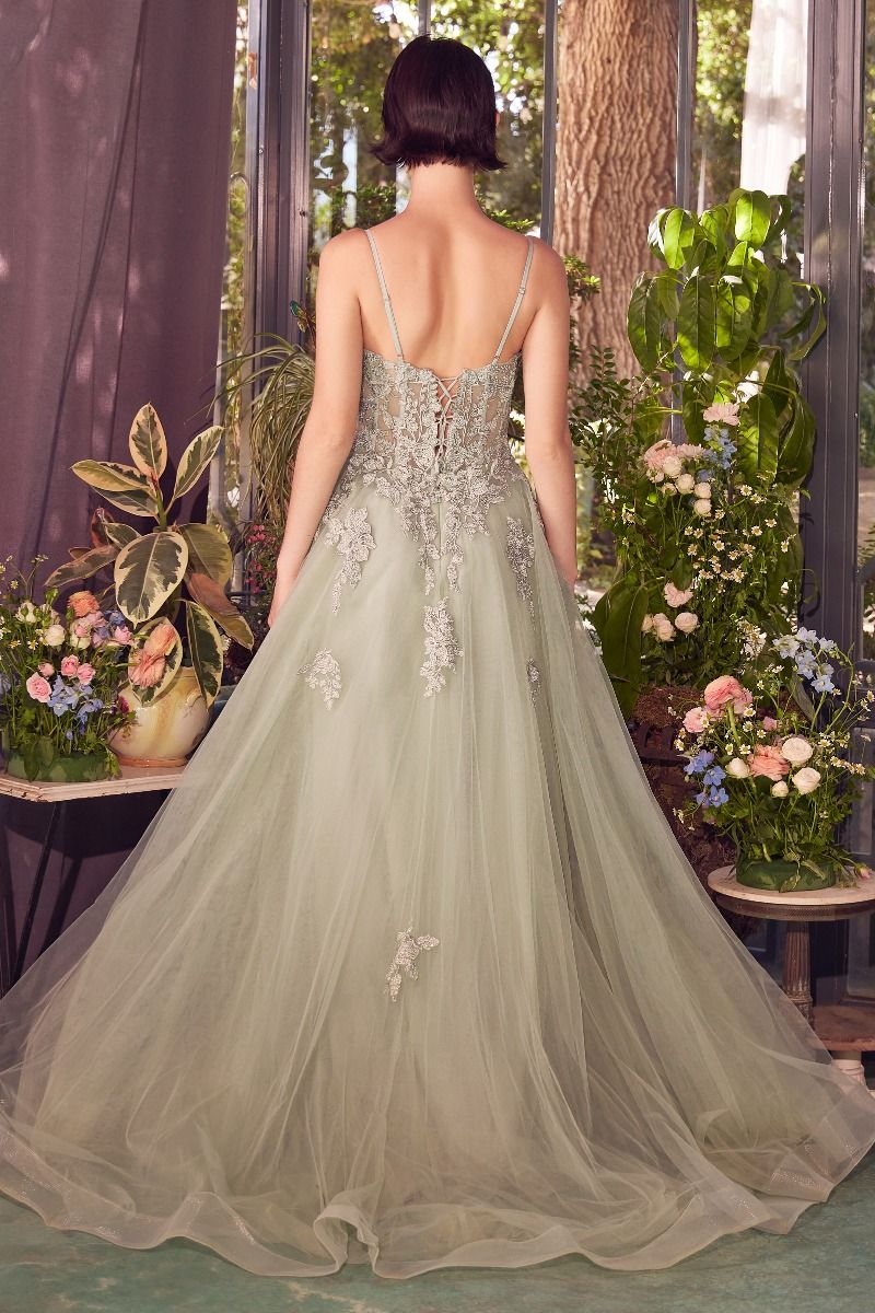 Andrea and Leo -A1417 Lace Applique Tulle A-Line Dress