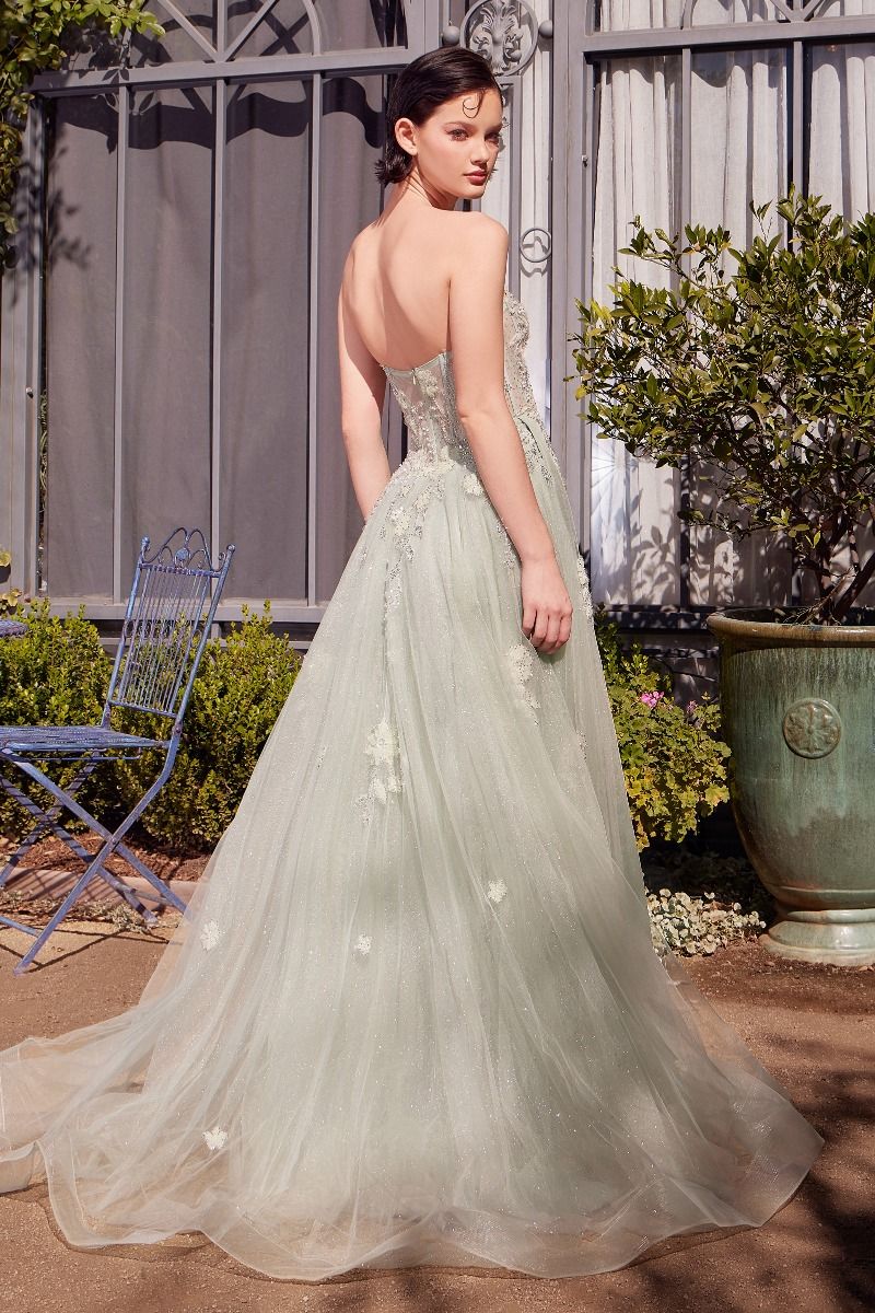 Andrea and Leo -A1418 Strapless Embellished Floral Tulle Ball Gown