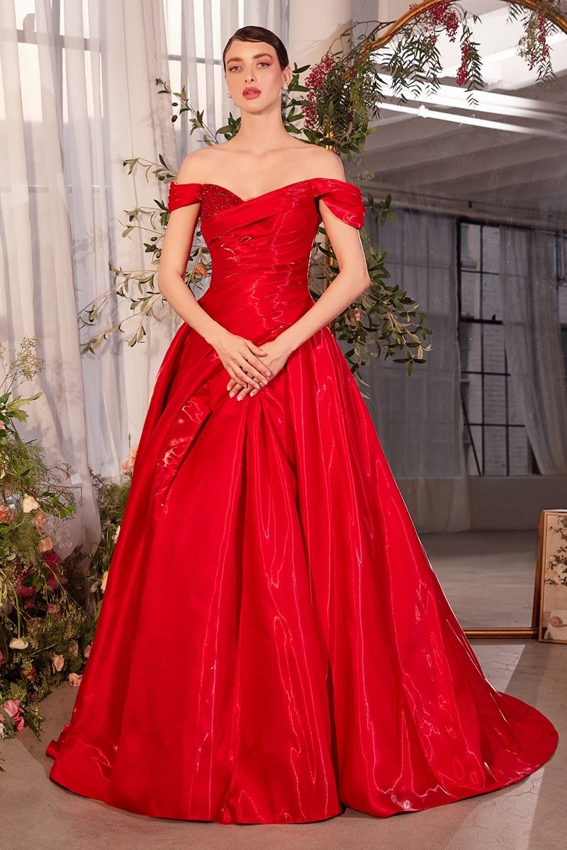 Andrea and Leo -A1424 Off Shoulder Organza Ball Gown