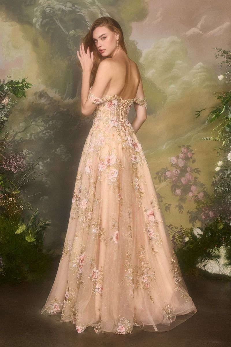 Andrea and Leo -A1480 Applique Square A-line Gown