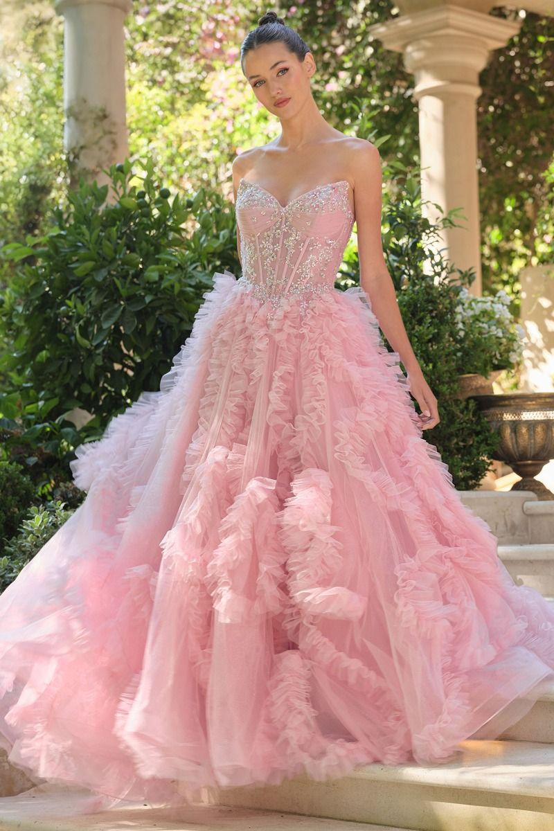 Andrea and Leo -A1483 Strapless Ruffled Ballgown