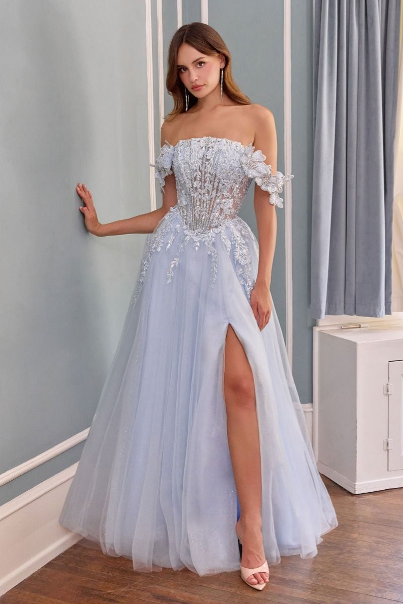 Andrea and Leo -A1512 Floral Off Shoulder A-line Gown