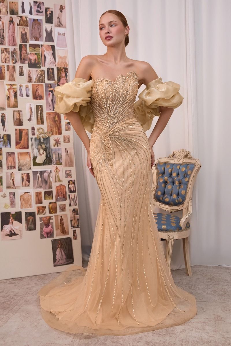 Andrea and Leo -A1519 Satin Strapless Sweetheart Mermaid Gown