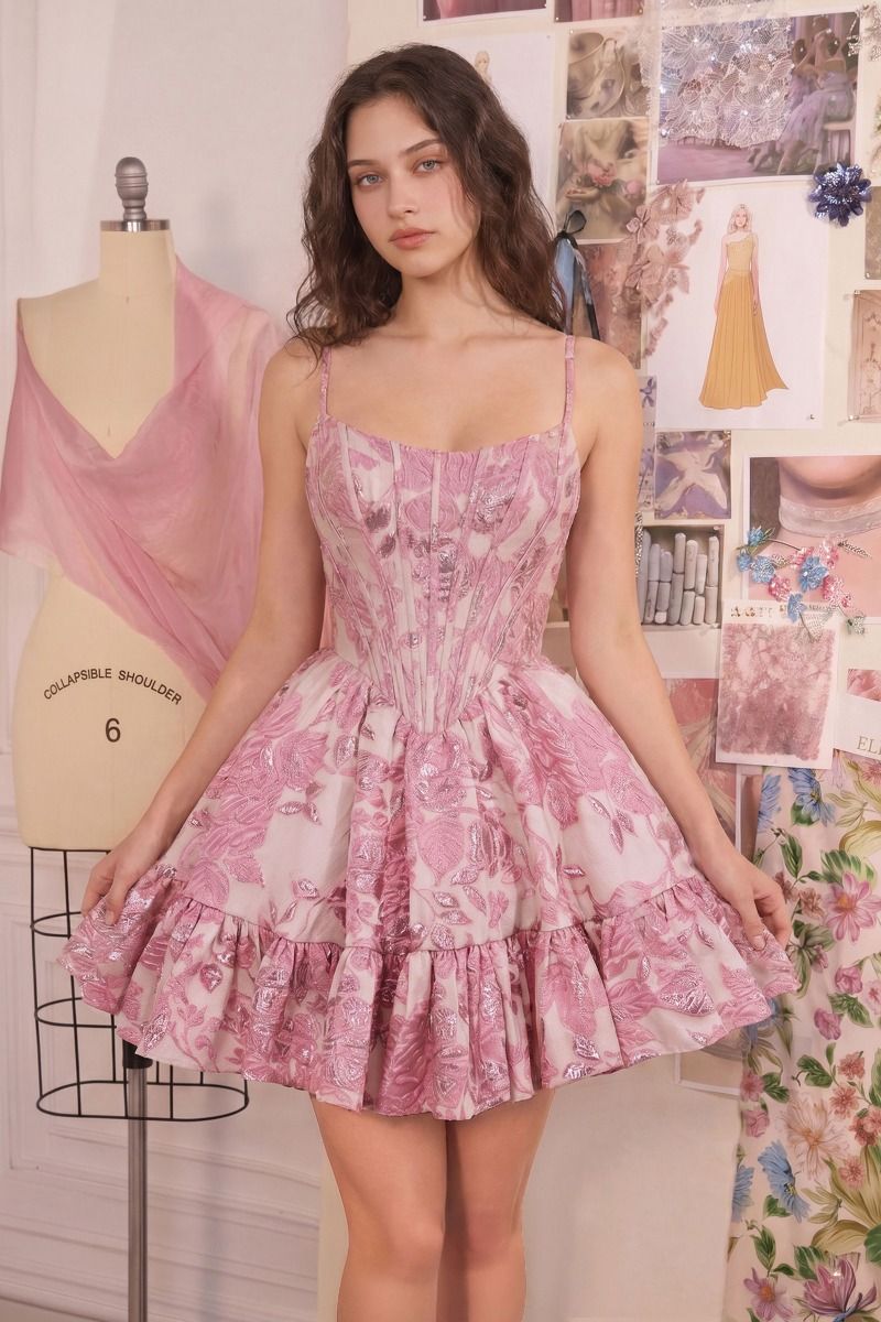 Andrea and Leo -A1522 Beaded Short Sleeve A-line Gown
