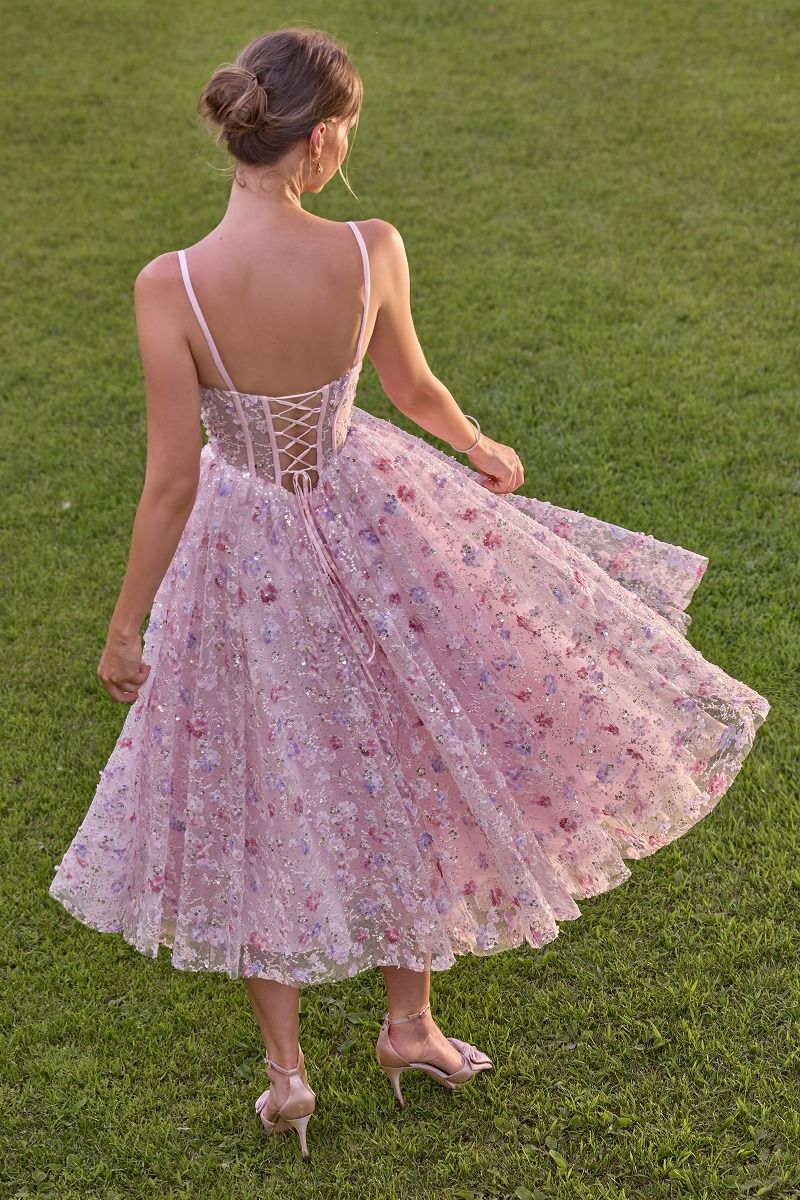 Andrea and Leo -A1523 Sleeveless Tea Length A-line Dress