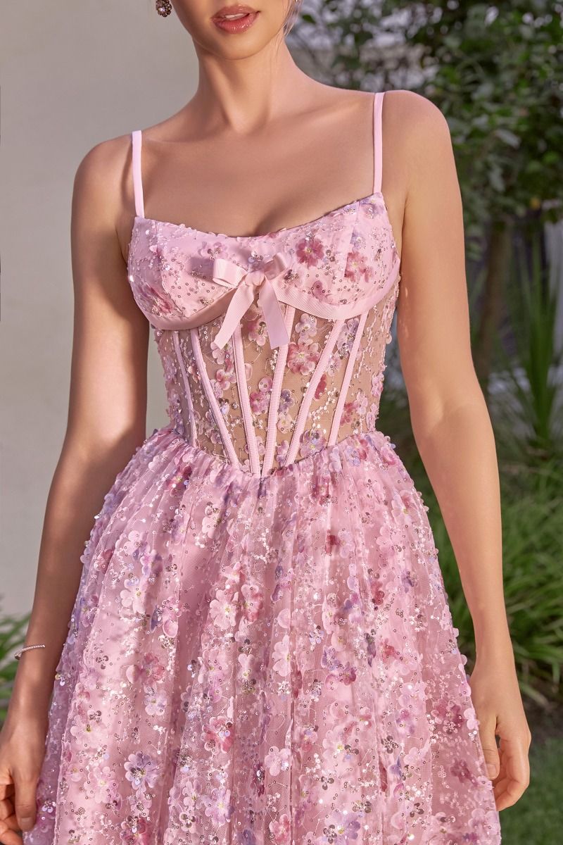 Andrea and Leo -A1523 Sleeveless Tea Length A-line Dress