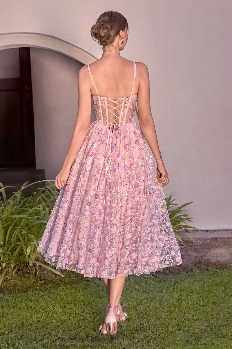 Andrea and Leo -A1523 Sleeveless Tea Length A-line Dress