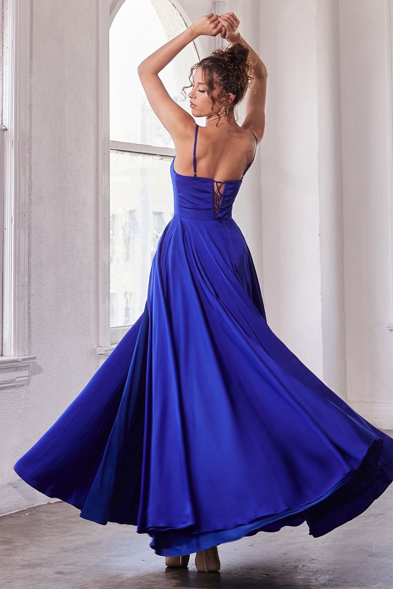 Cinderella Divine -B8402 01 Spaghetti Strap A-Line Prom Gown
