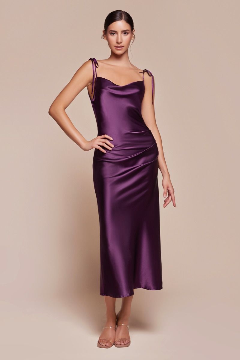 Slim Fit Satin Midi Dress-01 by Cinderella Divine -BD103