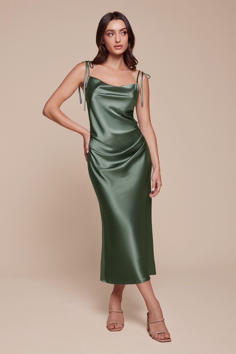 Slim Fit Satin Midi Dress-01 by Cinderella Divine -BD103