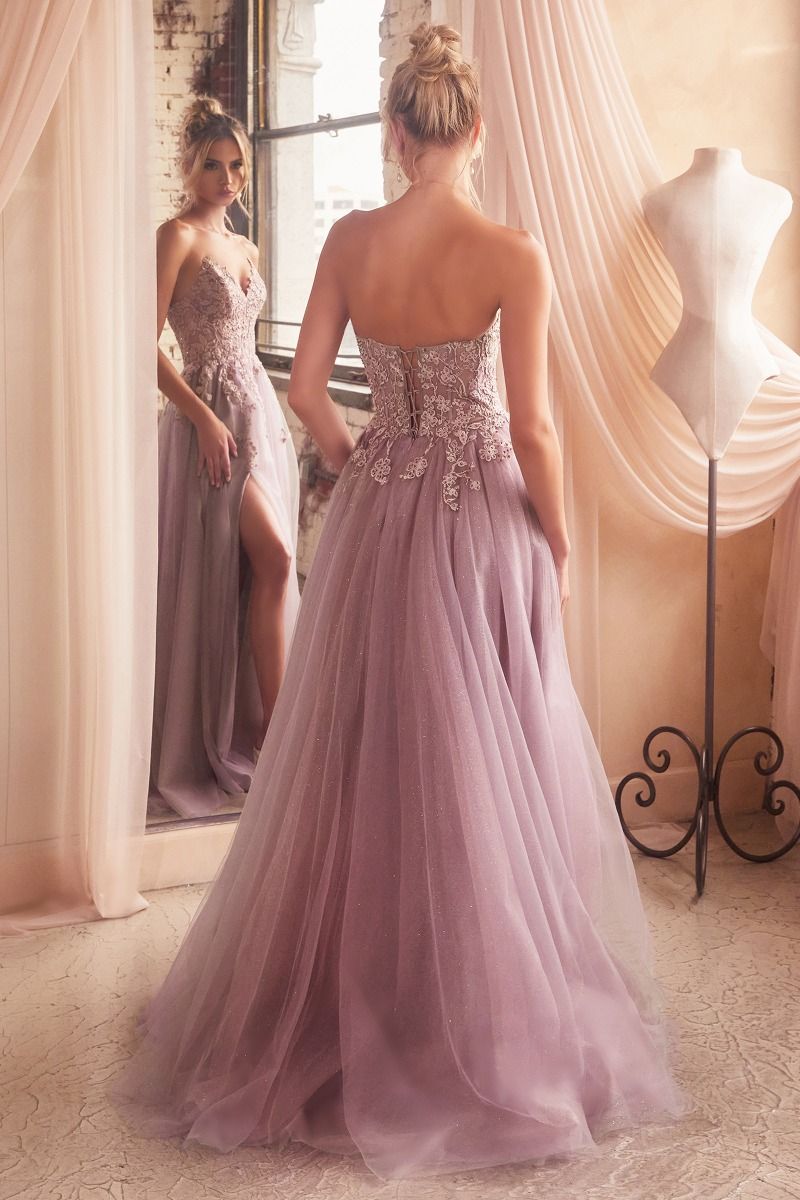 Cinderella Divine -C148 Strapless Floral Embroidery A-Line Dress