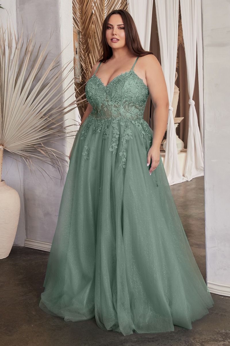 Cinderella Divine -C148C Sleeveless Embroidered Prom Gown