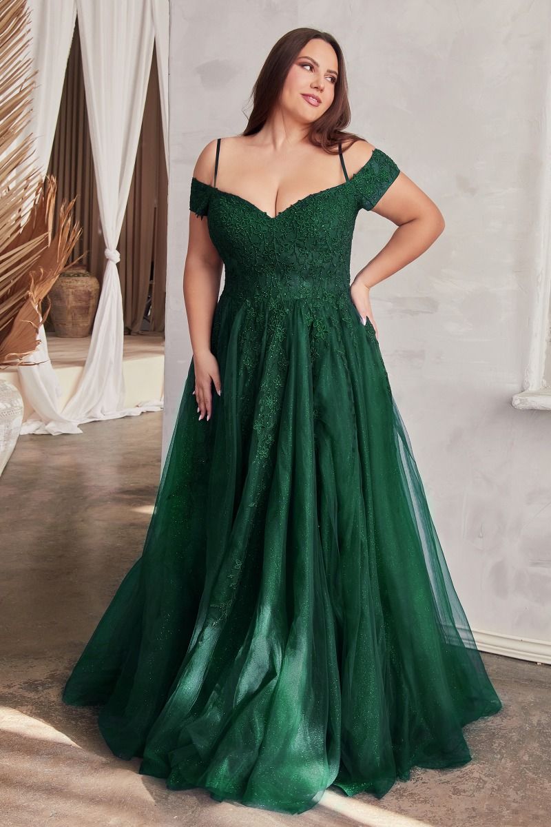 Cinderella Divine -C154C Cold Shoulder A-Line Prom Gown