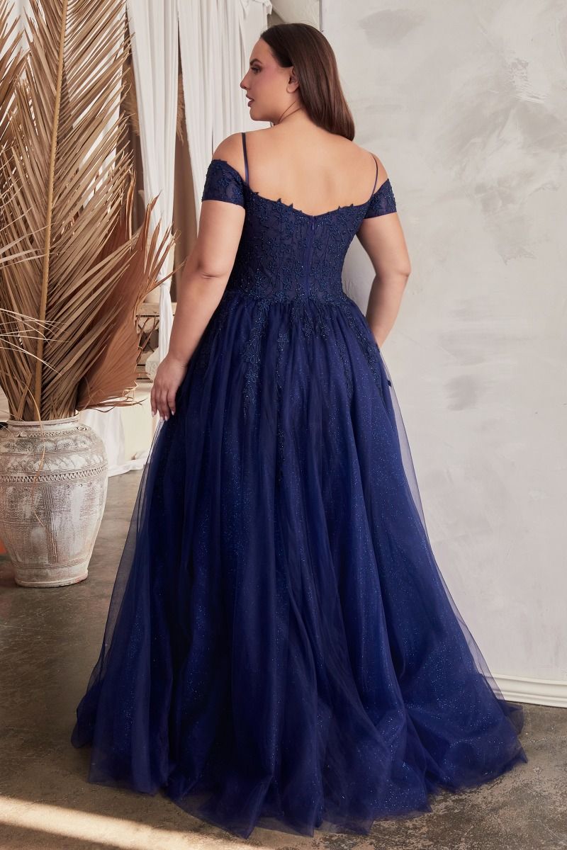 Cinderella Divine -C154C Cold Shoulder A-Line Prom Gown