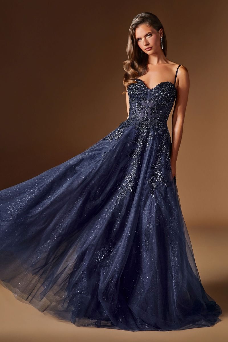 Cinderella Divine -C177 Sweetheart Embellished Glitter A-line Prom Gown