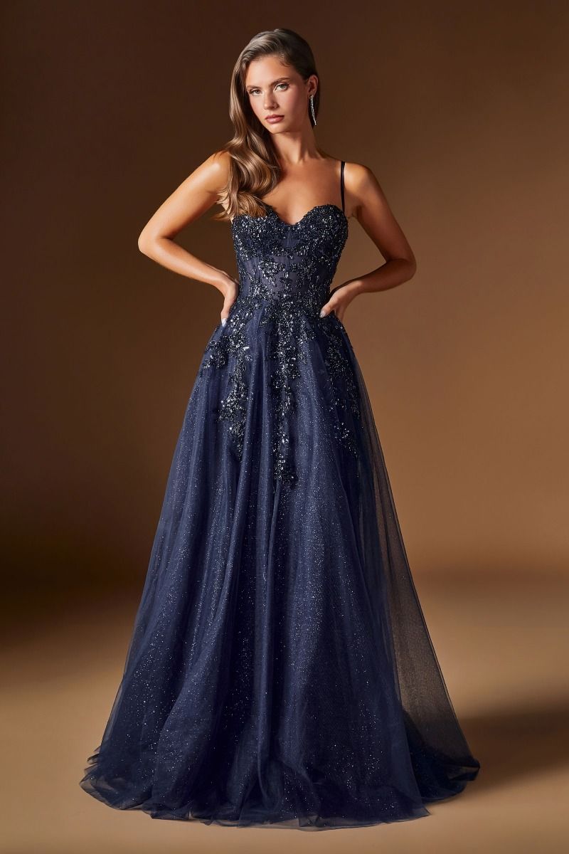 Cinderella Divine -C177 Sweetheart Embellished Glitter A-line Prom Gown