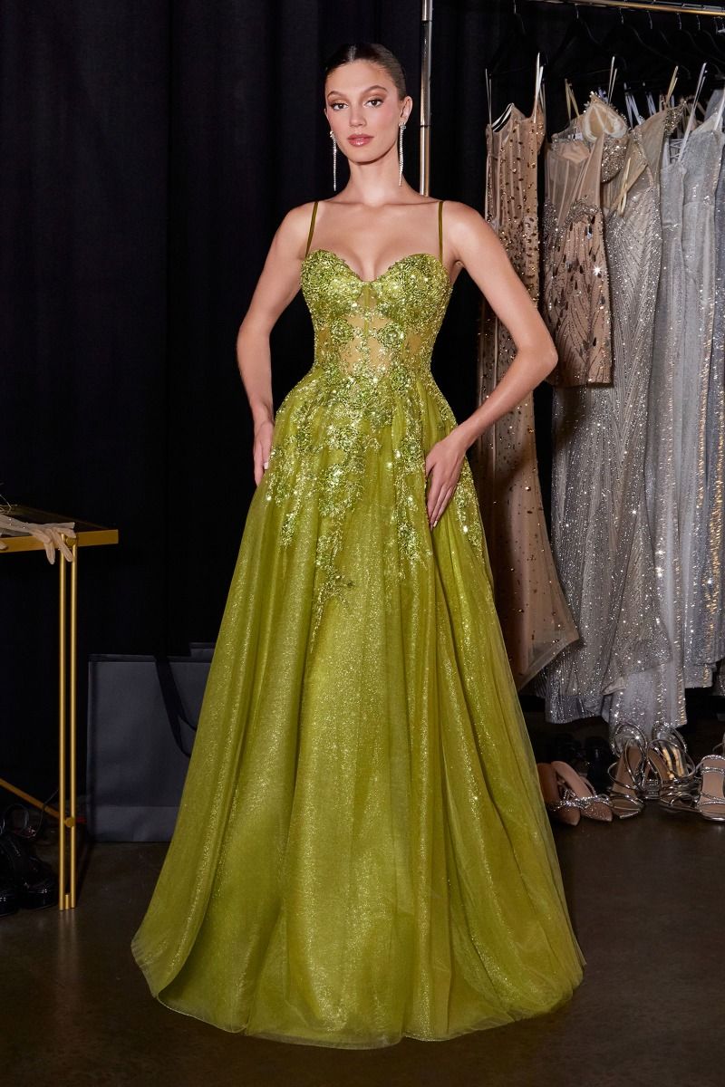 Cinderella Divine -C177 Sweetheart Embellished Glitter A-line Prom Gown