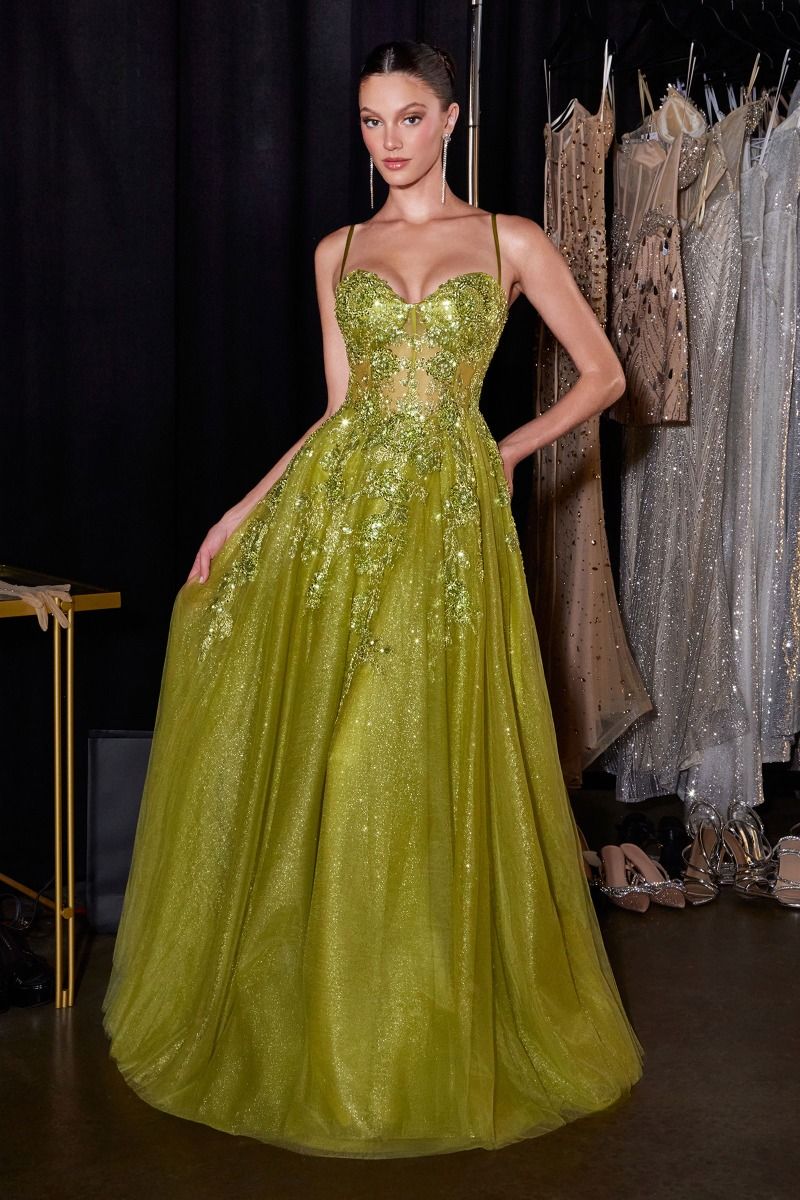 Cinderella Divine -C177 Sweetheart Embellished Glitter A-line Prom Gown