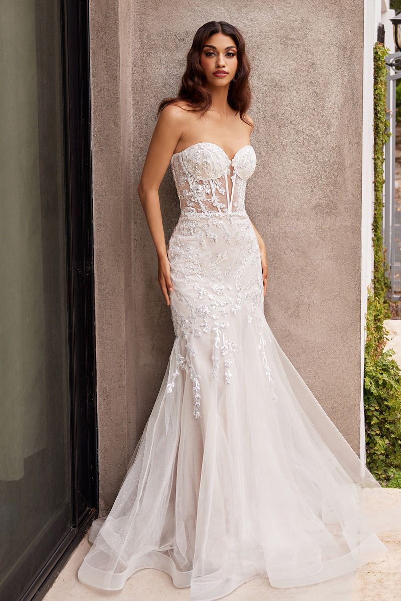 Strapless Embellished Mermaid Wedding Dress by Cinderella divine -CB126W
