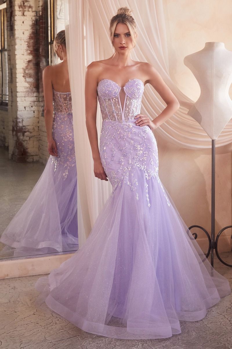 Cinderella Divine –CB139 Embroidered Sequin Strapless Mermaid Dress