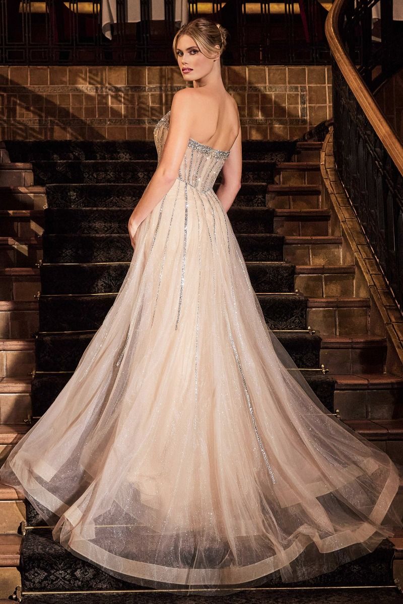 Cinderella Divine -CB158 Strapless Neck Crystal Beading Dress