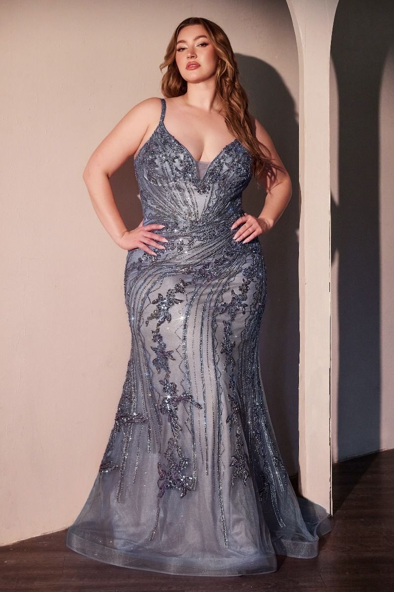 Cinderella Divine -CC0389C Plunging neck Curve Prom Gown