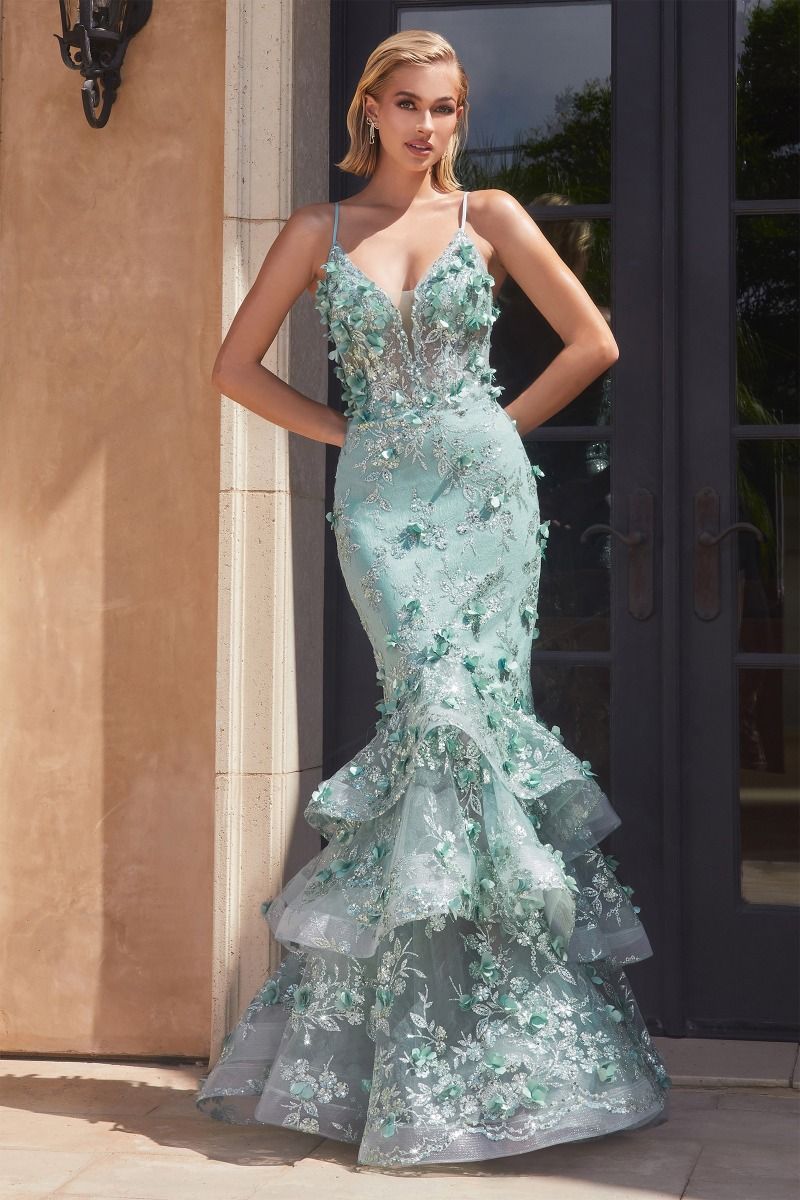 Clearance Sale Cinderella Divine -CC2288CL Plunging Mermaid Prom Gown