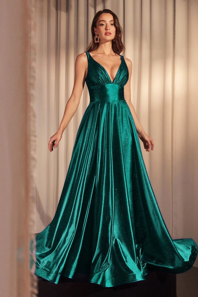 Cinderella Divine -CC2349 Glimmering Satin A-Line Dress